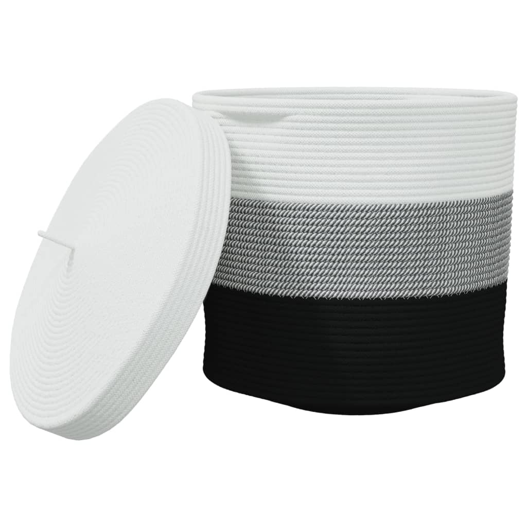 Cesta De Almacenaje Con Tapa Algodón Blanco Y Ø40X35 Cm