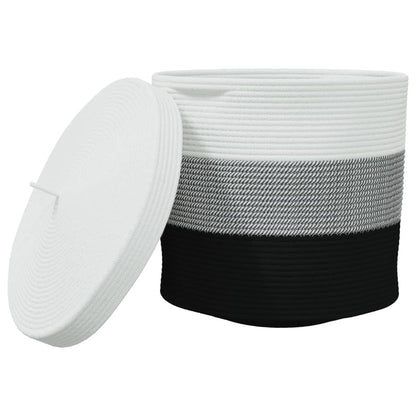 Cesta De Almacenaje Con Tapa Algodón Blanco Y Ø40X35 Cm