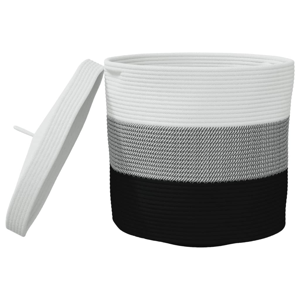 Cesta De Almacenaje Con Tapa Algodón Blanco Y Ø40X35 Cm