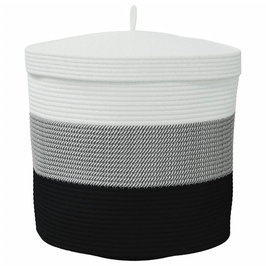 Cesta De Almacenaje Con Tapa Algodón Blanco Y Ø40X35 Cm