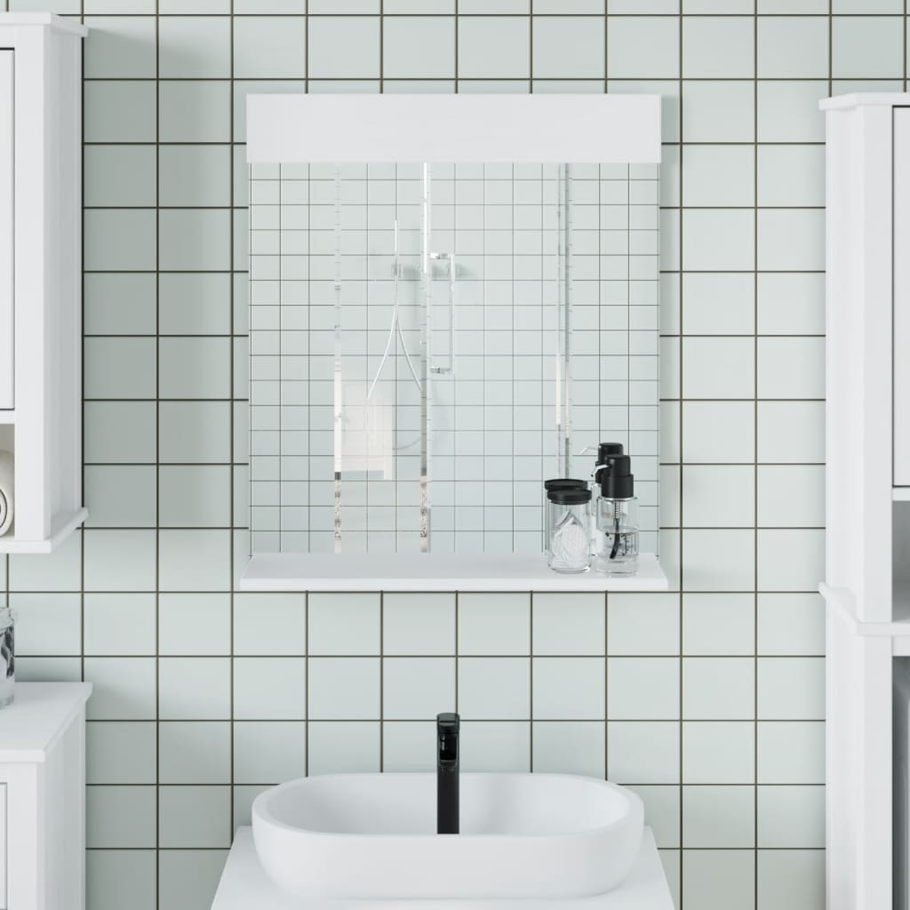Espejo De Baño Con Estante Berg Madera Maciza 60X12X70Cm