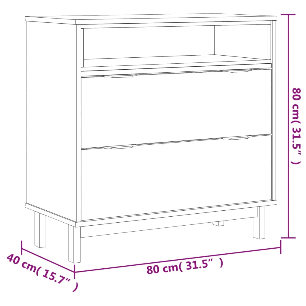 Cómoda Flam Madera Maciza De Pino 80X40X80 Cm