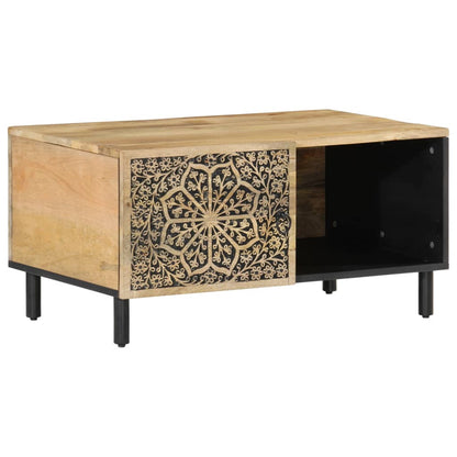 Mesa De Centro De Madera Maciza De Mango 80X50X40 Cm