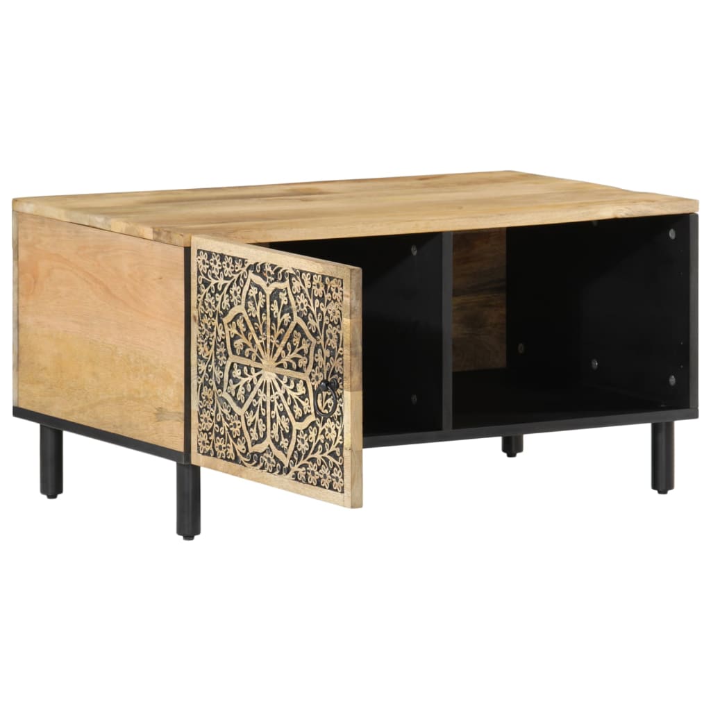 Mesa De Centro De Madera Maciza De Mango 80X50X40 Cm