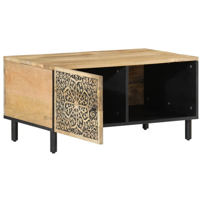 Mesa De Centro De Madera Maciza De Mango 80X50X40 Cm