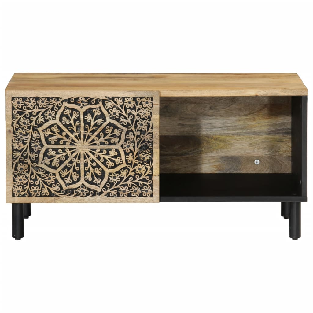 Mesa De Centro De Madera Maciza De Mango 80X50X40 Cm