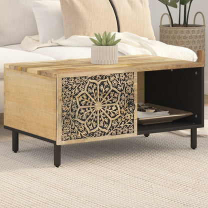 Mesa De Centro De Madera Maciza De Mango 80X50X40 Cm