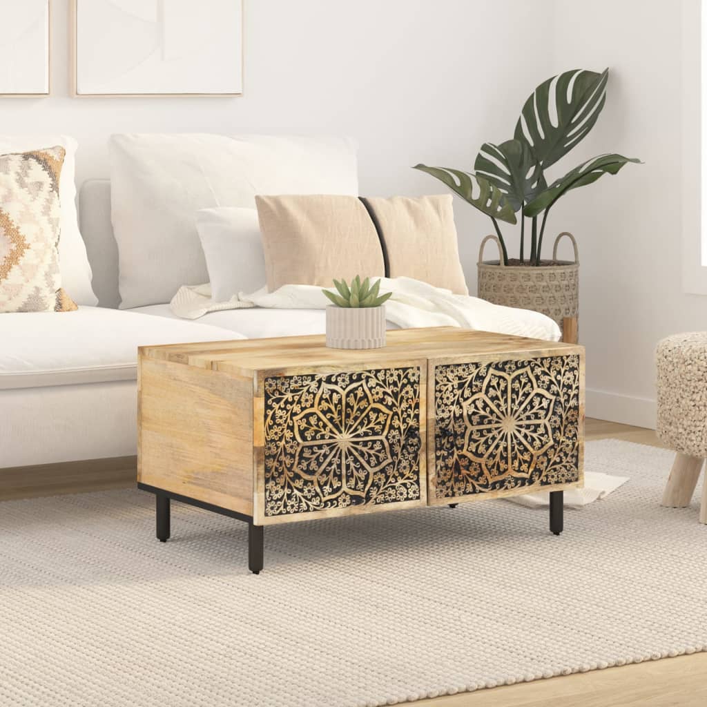 Mesa De Centro De Madera Maciza De Pino 80X50X40 Cm