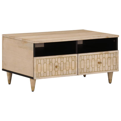 Mesa De Centro De Madera Maciza Mango 80X54X40 Cm