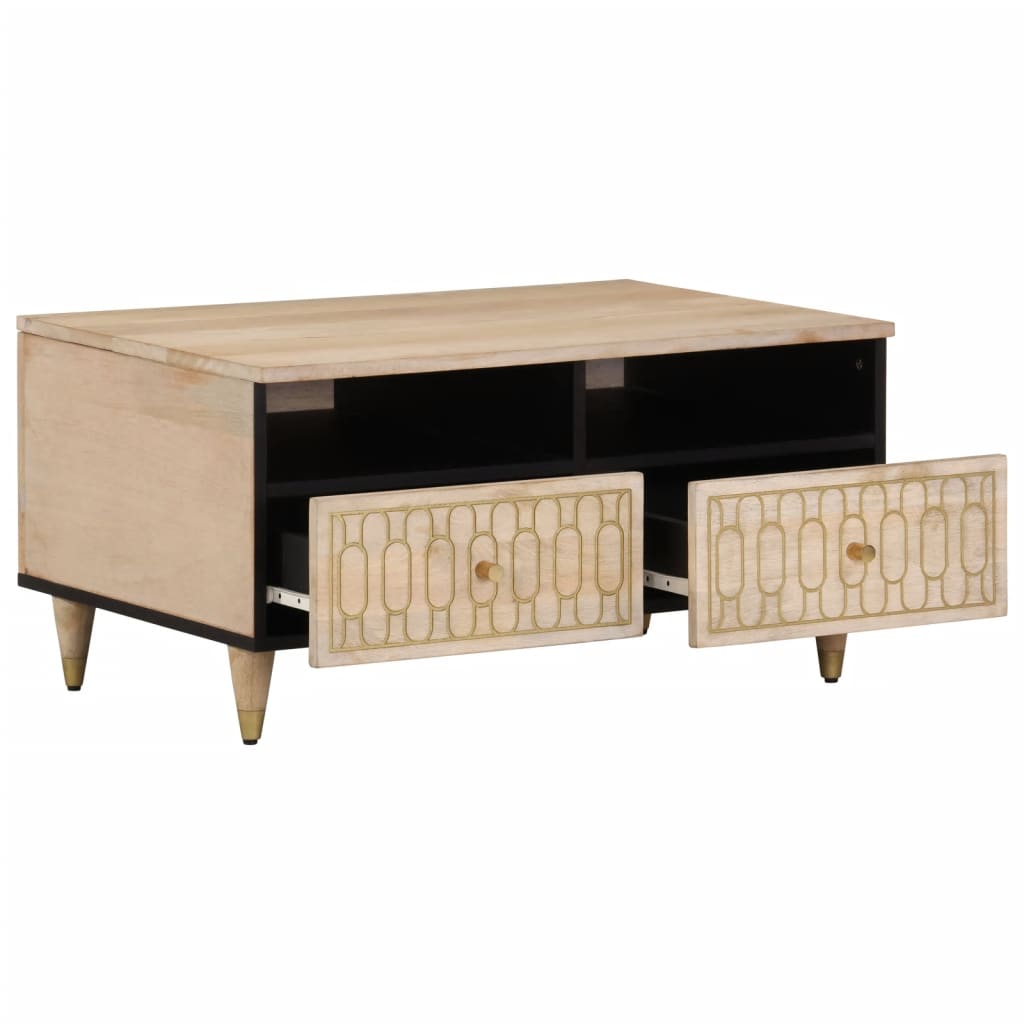 Mesa De Centro De Madera Maciza Mango 80X54X40 Cm