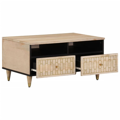 Mesa De Centro De Madera Maciza Mango 80X54X40 Cm