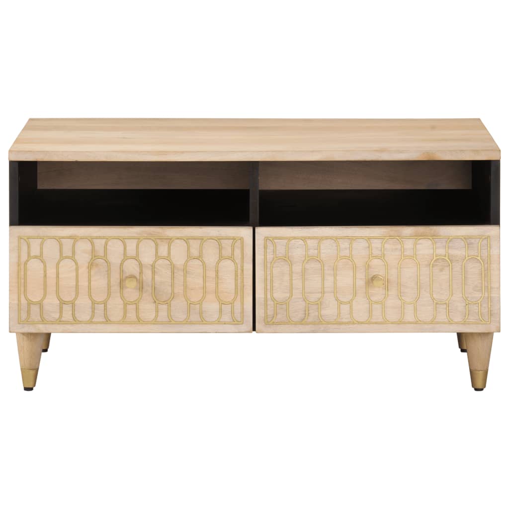 Mesa De Centro De Madera Maciza Mango 80X54X40 Cm