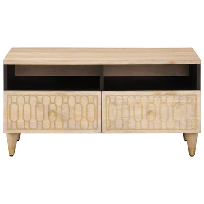 Mesa De Centro De Madera Maciza Mango 80X54X40 Cm