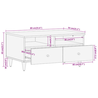 Mesa De Centro De Madera Maciza Mango 80X54X40 Cm