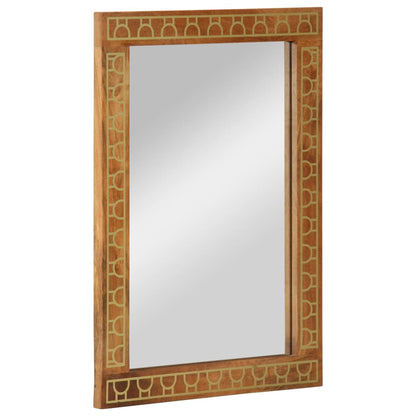 Espejo De Baño Madera Maciza De Acacia Y Vidrio 50X70X2,5 Cm