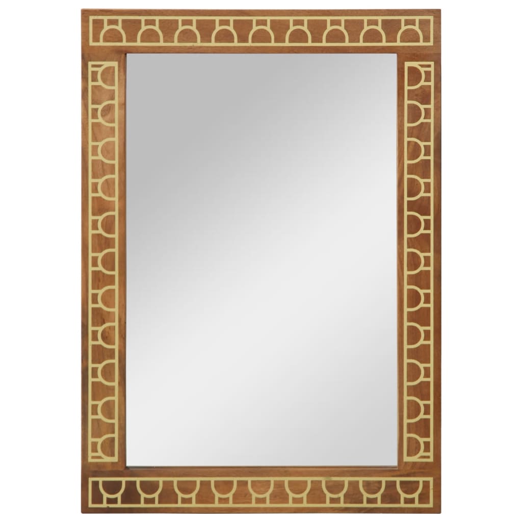 Espejo De Baño Madera Maciza De Acacia Y Vidrio 50X70X2,5 Cm