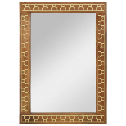 Espejo De Baño Madera Maciza De Acacia Y Vidrio 50X70X2,5 Cm