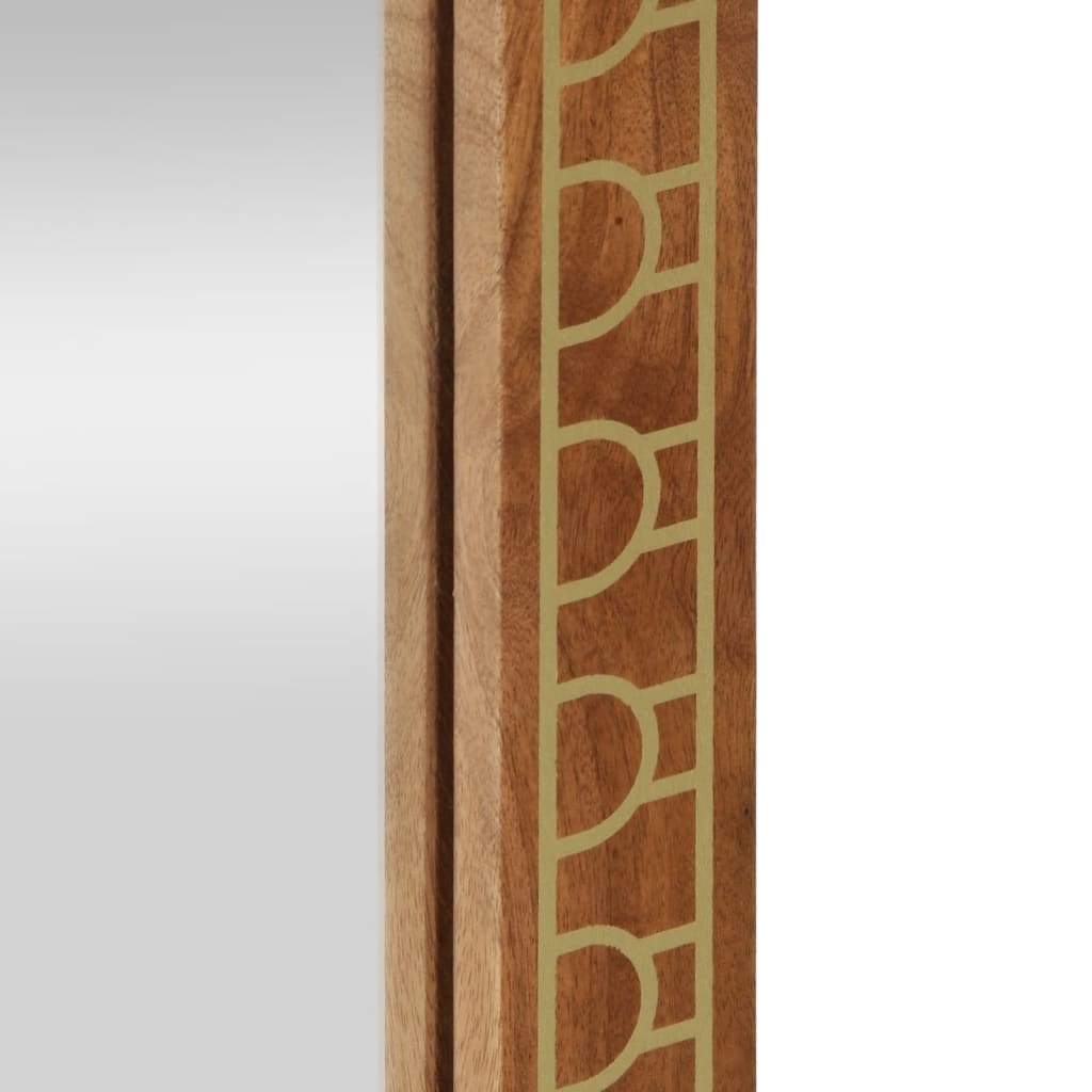Espejo De Baño Madera Maciza De Acacia Y Vidrio 50X70X2,5 Cm