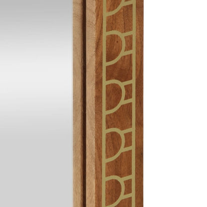 Espejo De Baño Madera Maciza De Acacia Y Vidrio 50X70X2,5 Cm