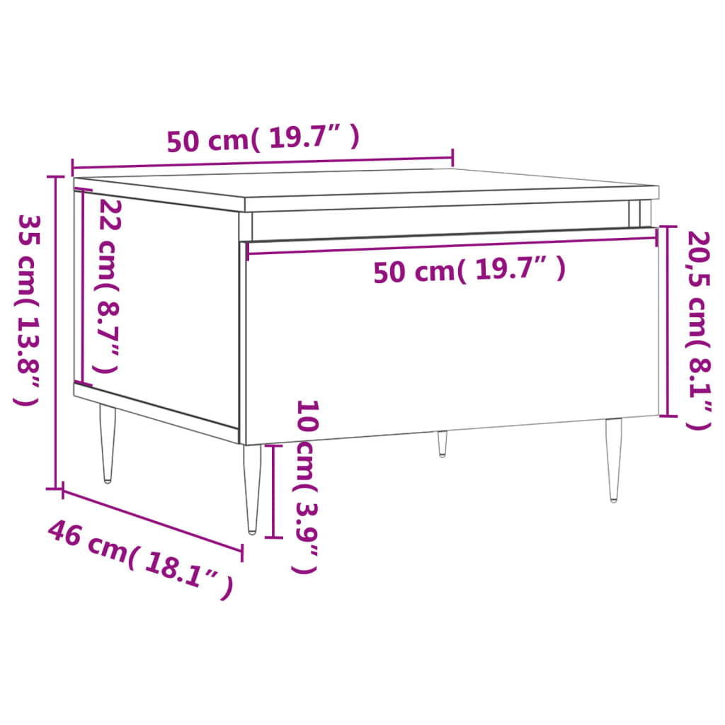 Mesas Centro 2 Uds Madera Ingeniería Blanco Brillo 50X46X35 Cm