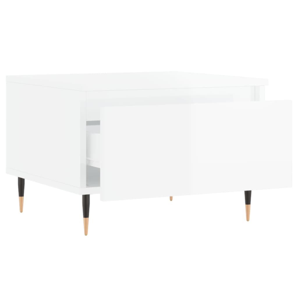 Mesas Centro 2 Uds Madera Ingeniería Blanco Brillo 50X46X35 Cm
