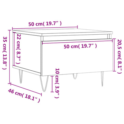 Mesas Centro 2 Uds Madera Ingeniería Blanco Brillo 50X46X35 Cm