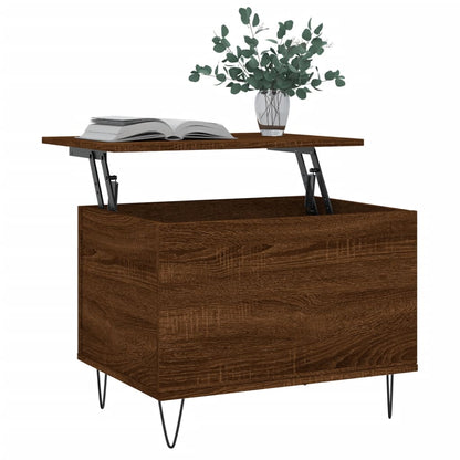 Mesa De Centro Madera Contrachapada Roble Marrón 60X44,5X45 Cm