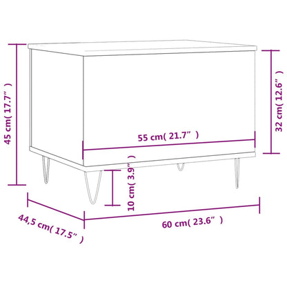 Mesa De Centro Madera Contrachapada Roble Marrón 60X44,5X45 Cm