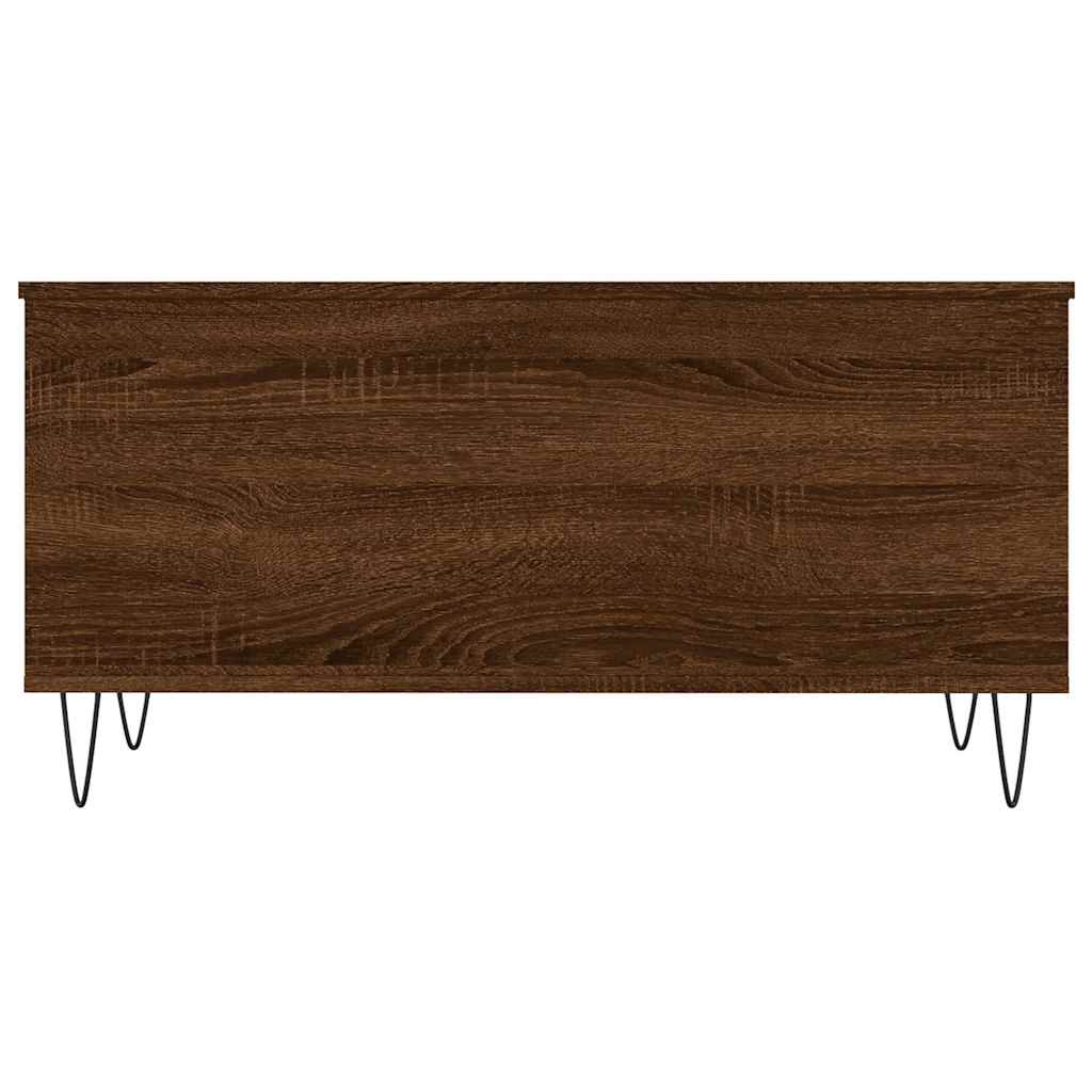 Mesa De Centro Madera Contrachapada Roble Marrón 90X44,5X45 Cm