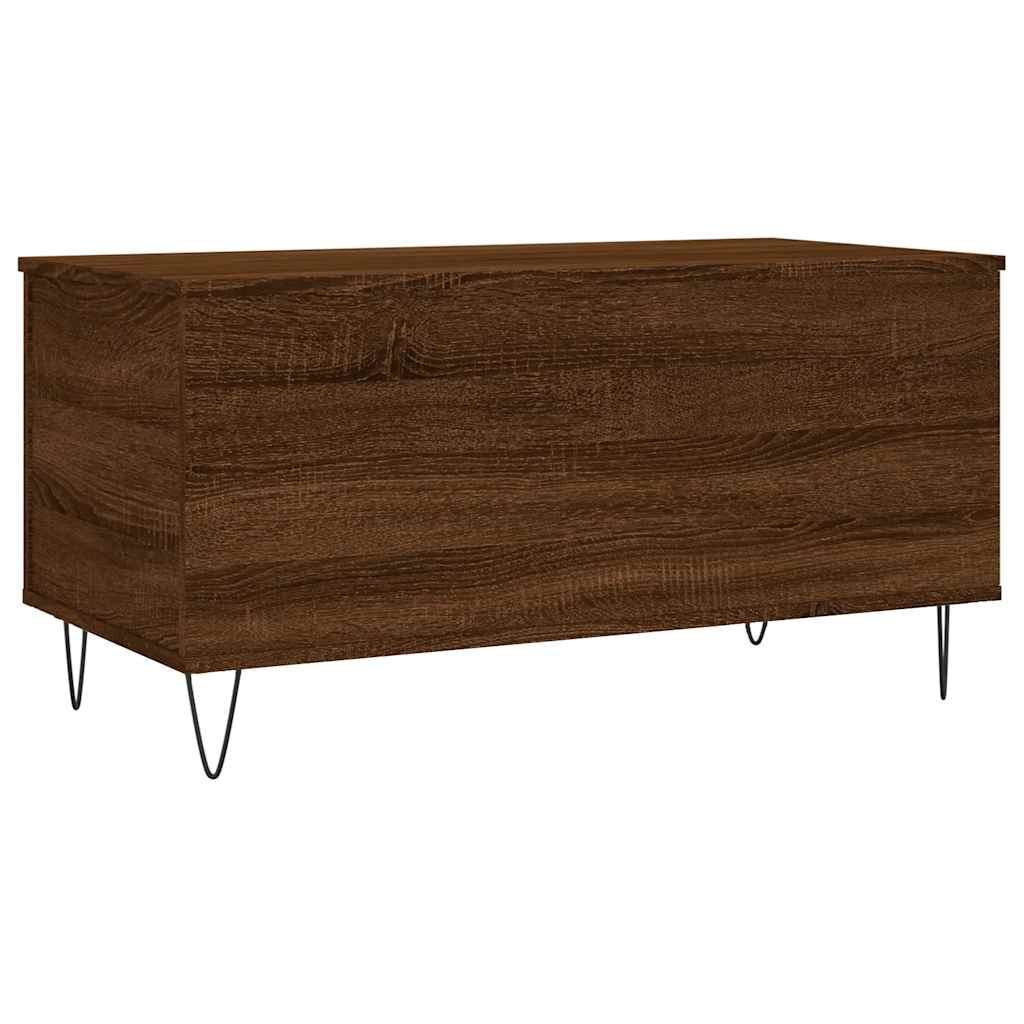 Mesa De Centro Madera Contrachapada Roble Marrón 90X44,5X45 Cm
