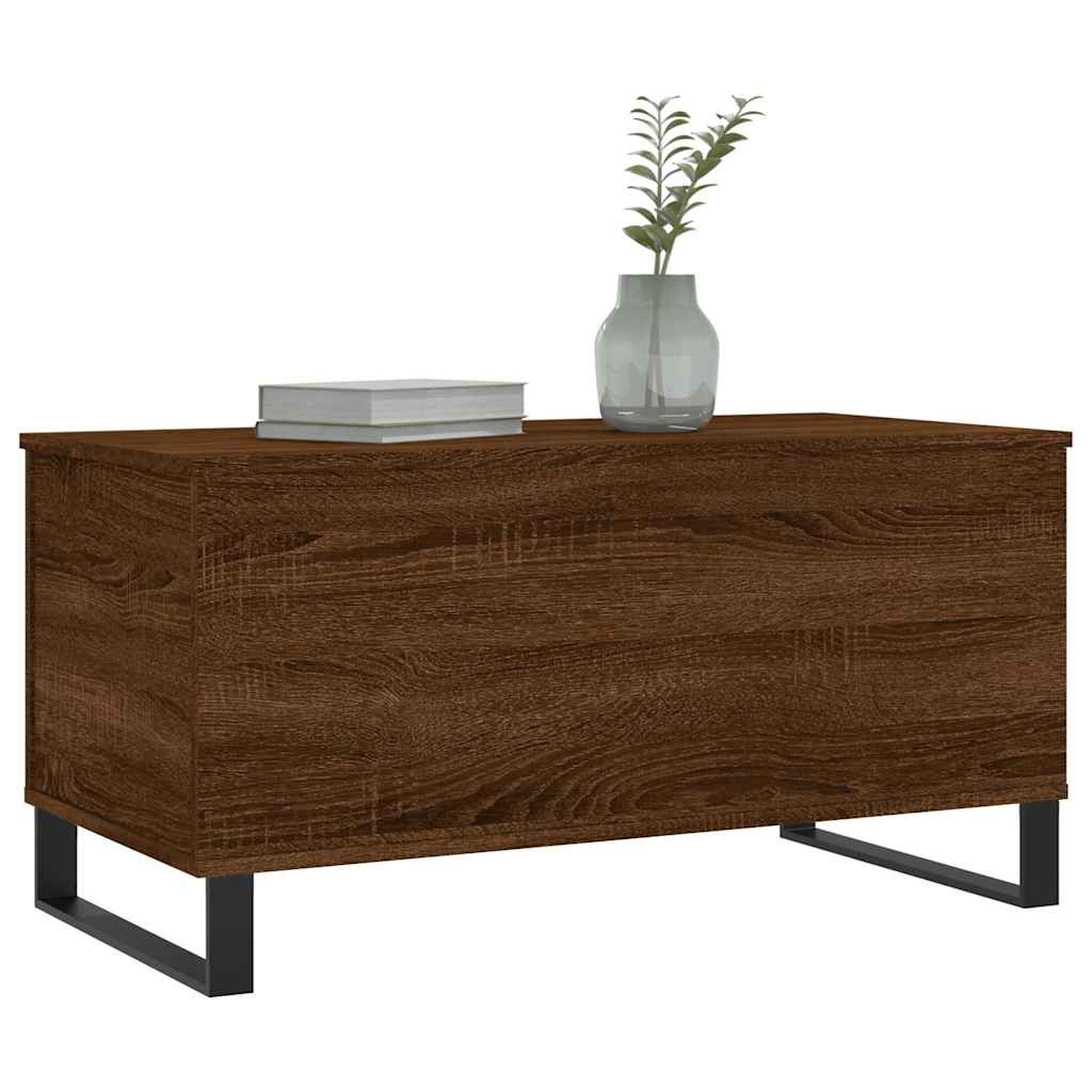 Mesa De Centro Madera Contrachapada Roble Marrón 90X44,5X45 Cm