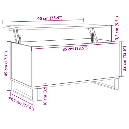 Mesa De Centro Madera Contrachapada Roble Marrón 90X44,5X45 Cm