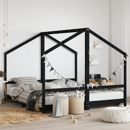 Estructura De Cama De Niños Madera Maciza De Pino 2X(90X160) Cm