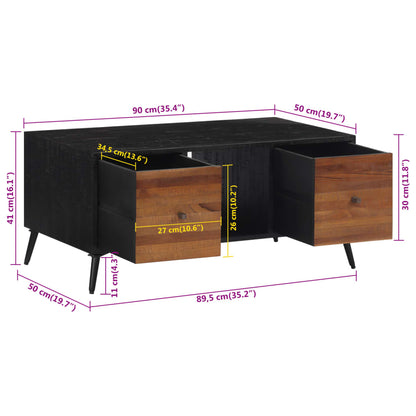 Mesa De Centro Teca Reciclada Maciza 90X50X41 Cm