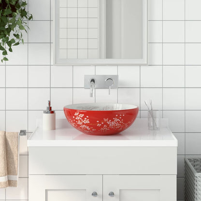 Lavabo Sobre Encimera Redondo Cerámica Negro Y Azul Φ41X14 Cm