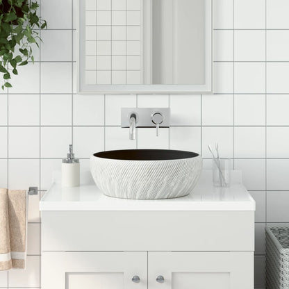 Lavabo Sobre Encimera Redondo Cerámica Negro Y Azul Φ41X14 Cm