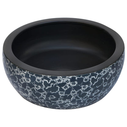 Lavabo Sobre Encimera Redondo Cerámica Negro Y Azul Φ41X14 Cm