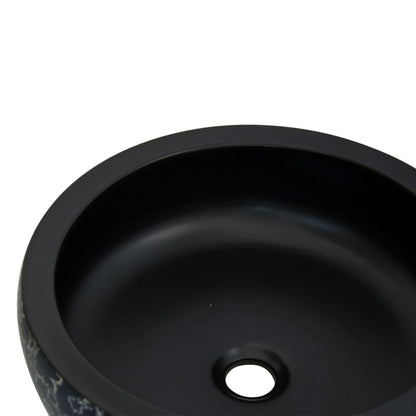 Lavabo Sobre Encimera Redondo Cerámica Negro Y Azul Φ41X14 Cm