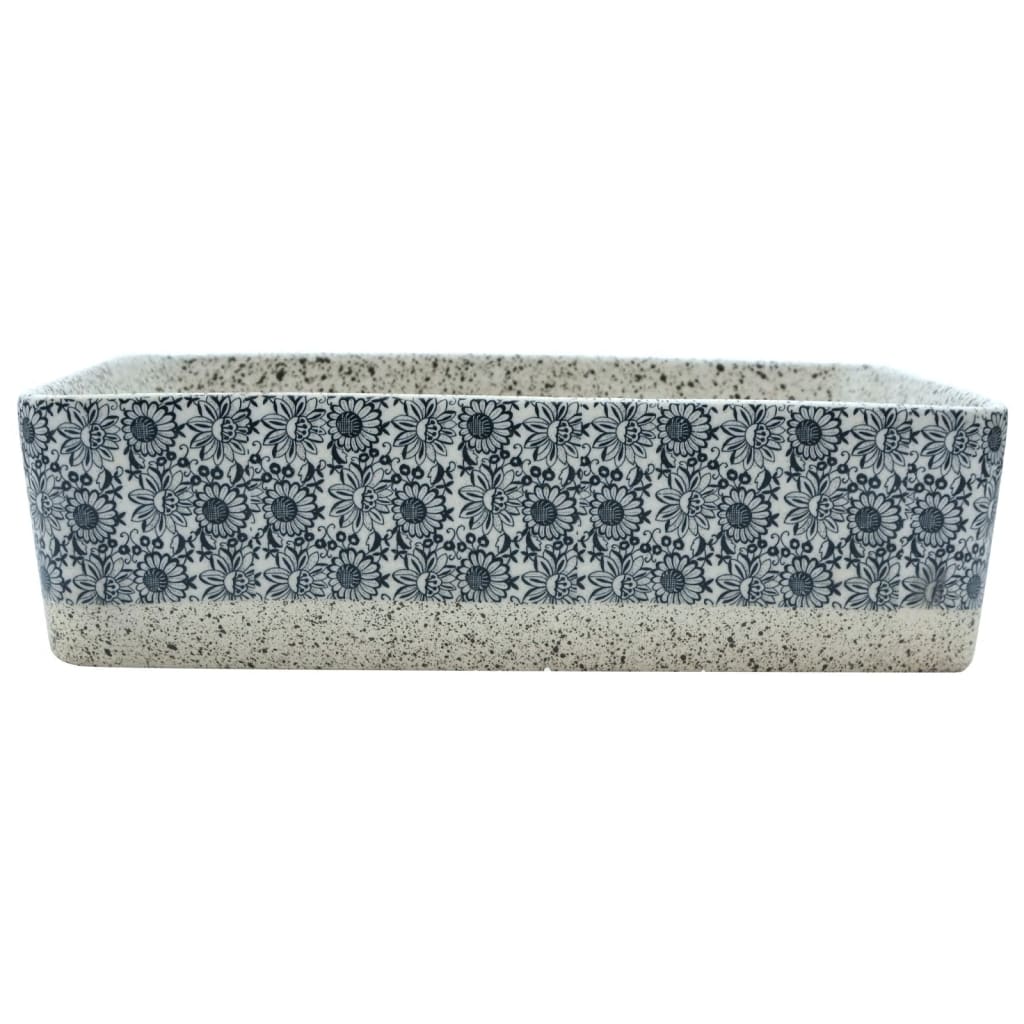 Lavabo De Encimera Rectangular Cerámica Gris Azul 46X35,5X13 Cm