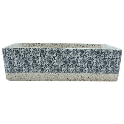 Lavabo De Encimera Rectangular Cerámica Gris Azul 46X35,5X13 Cm