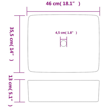 Lavabo De Encimera Rectangular Cerámica Gris Azul 46X35,5X13 Cm