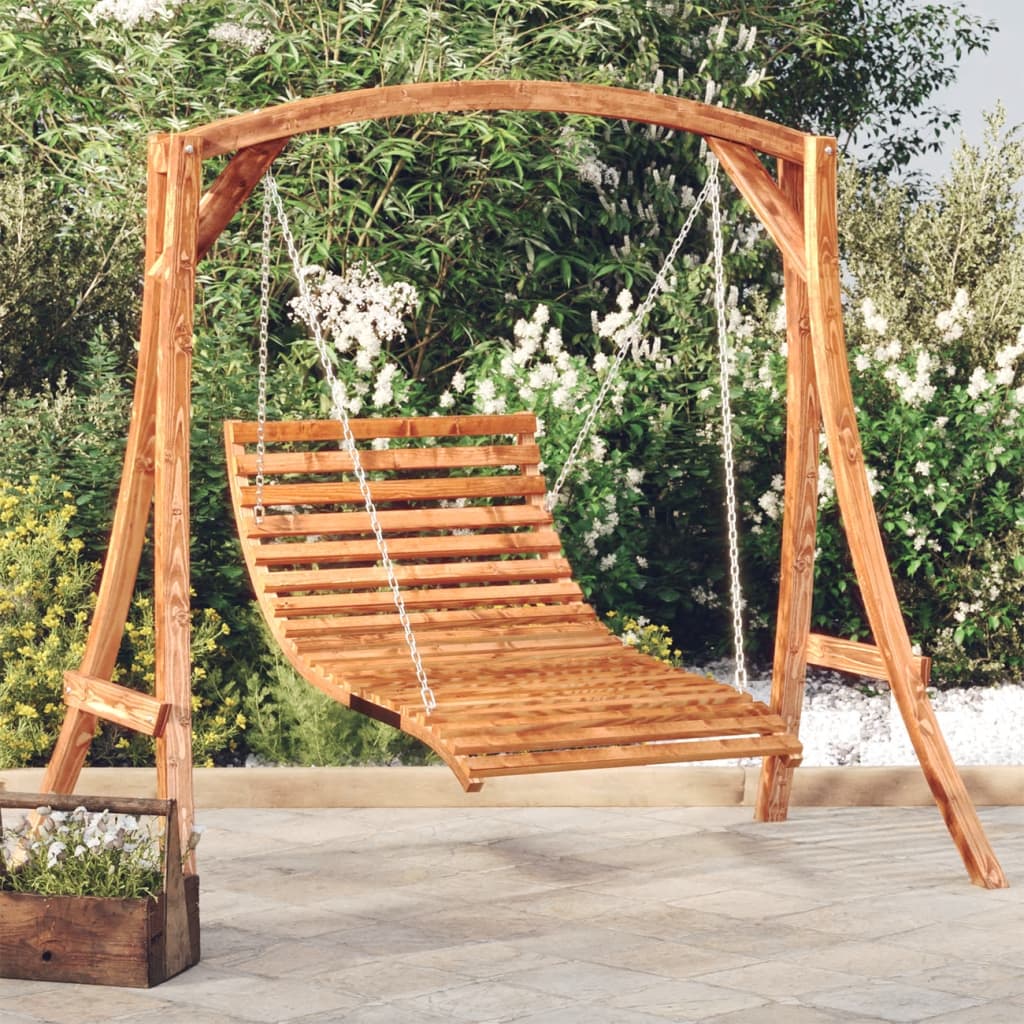 Tumbona Columpio Con Acabado Teca Madera Maciza Abeto