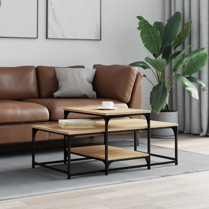 Mesa De Centro Madera De Ingeniería Roble Marrón 102X60X45 Cm