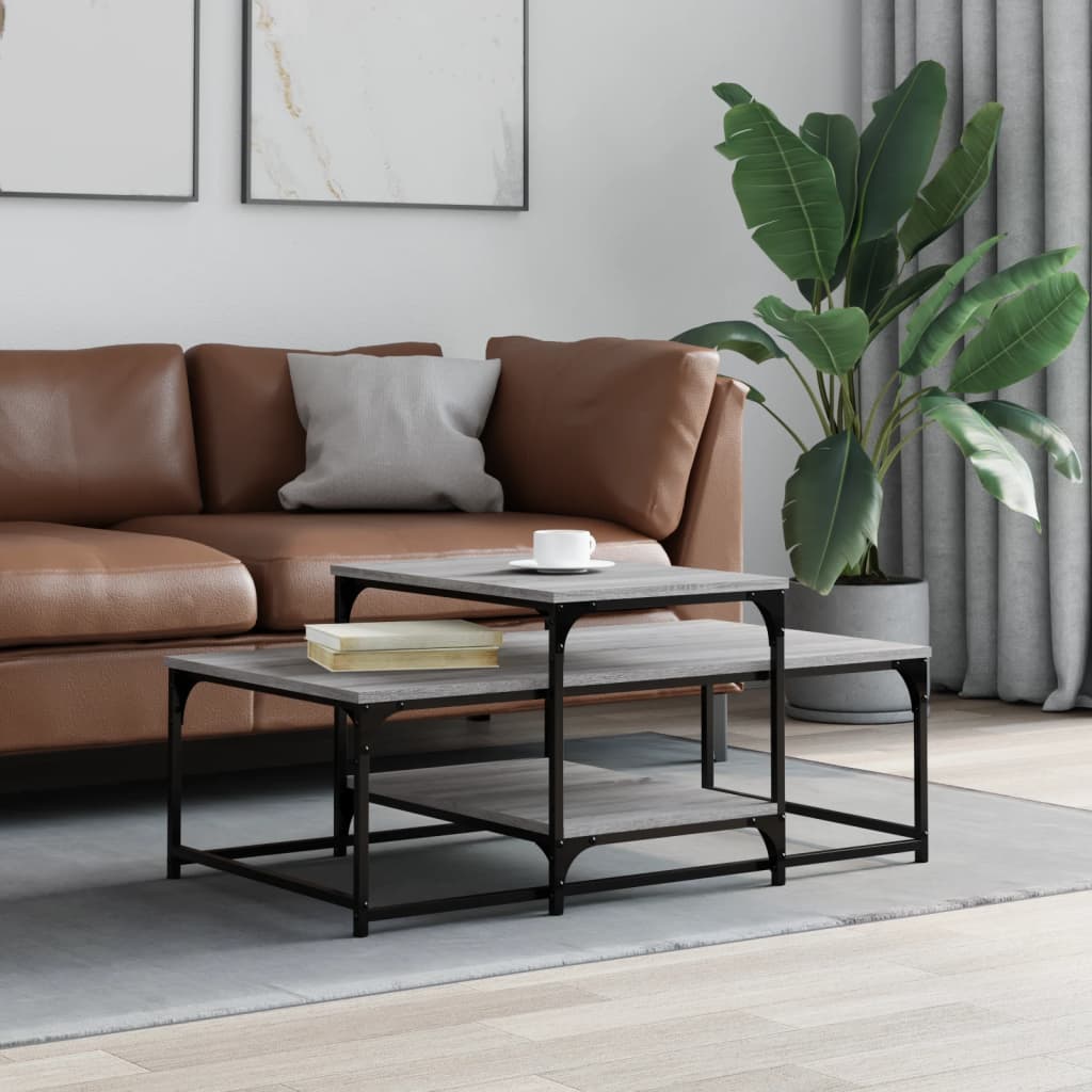 Mesa De Centro Madera De Ingeniería Roble Marrón 102X60X45 Cm