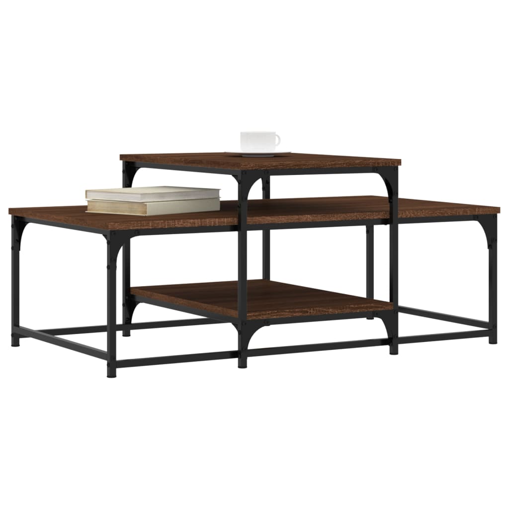 Mesa De Centro Madera De Ingeniería Roble Marrón 102X60X45 Cm
