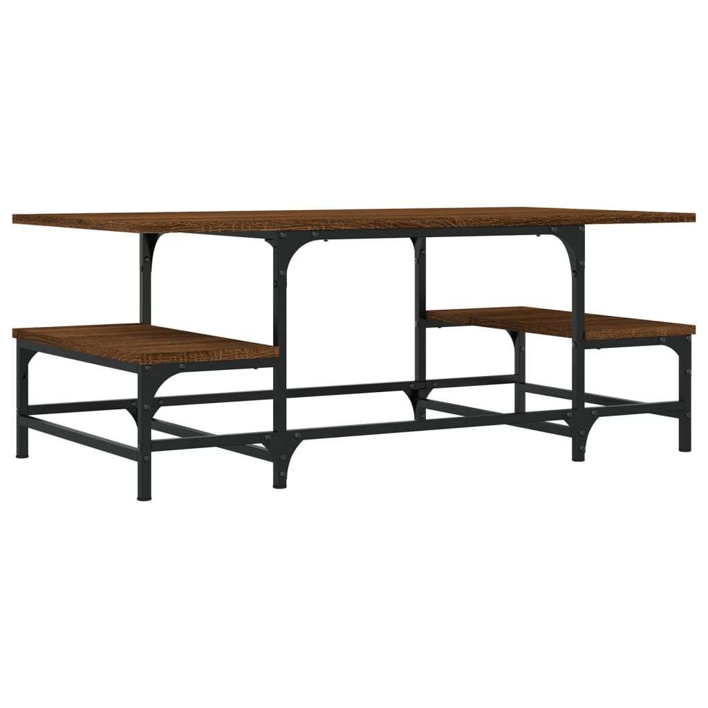 Mesa De Centro Madera Contrachapada Roble Marrón 100X50,5X40 Cm