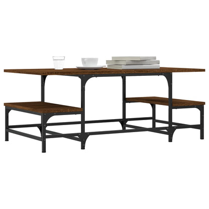 Mesa De Centro Madera Contrachapada Roble Marrón 100X50,5X40 Cm