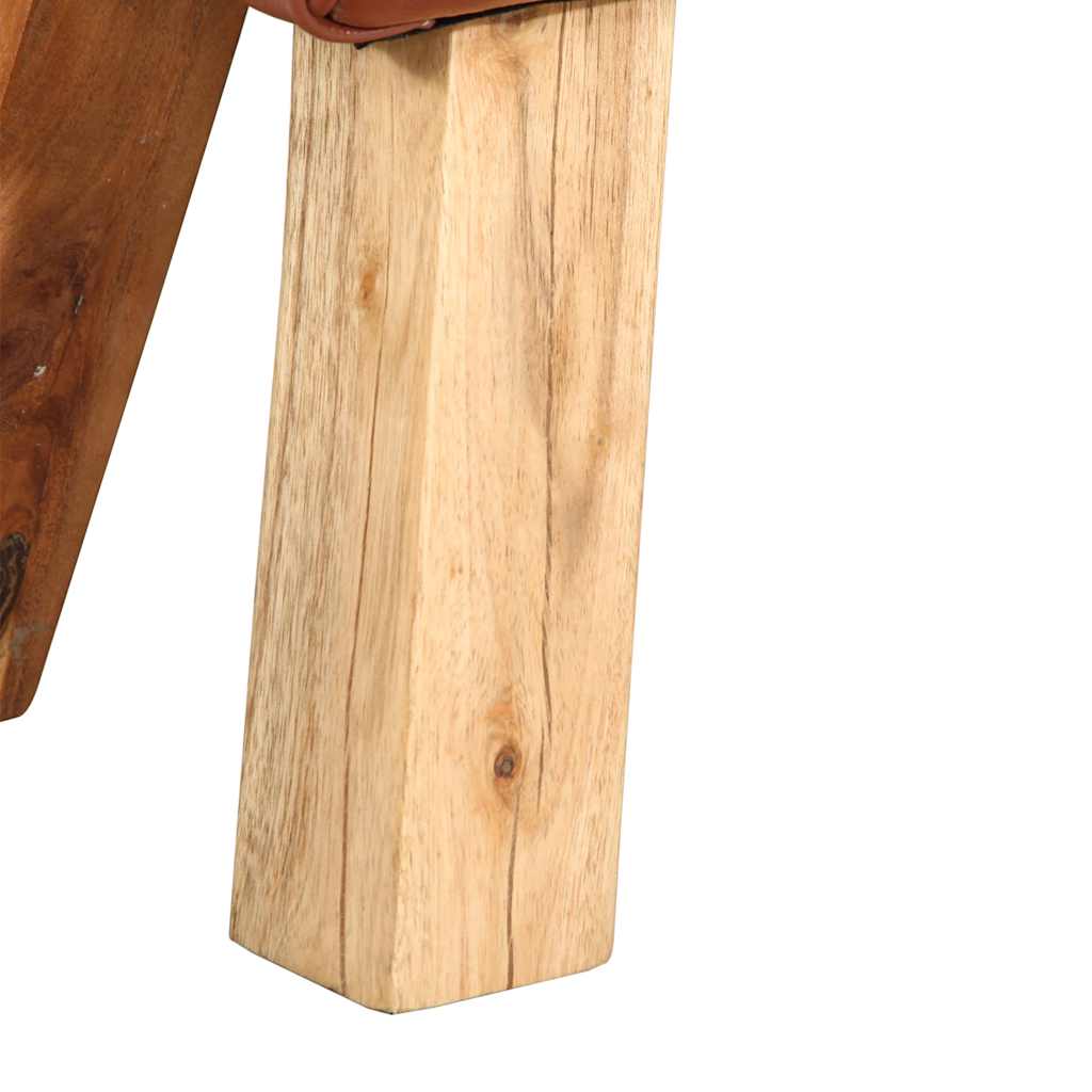 Banco Potro De Gimnasio Cuero Auténtico Marrón 110 Cm