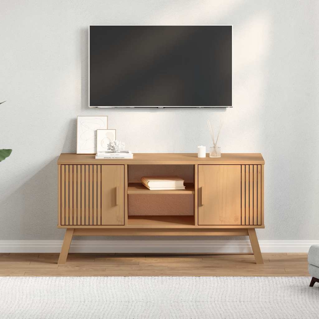 Mueble De Tv Olden Madera Maciza De Pino 114X43X57 Cm