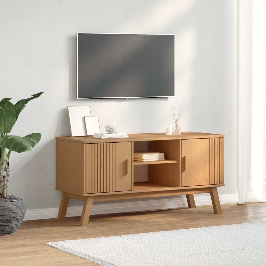 Mueble De Tv Olden Madera Maciza De Pino 114X43X57 Cm